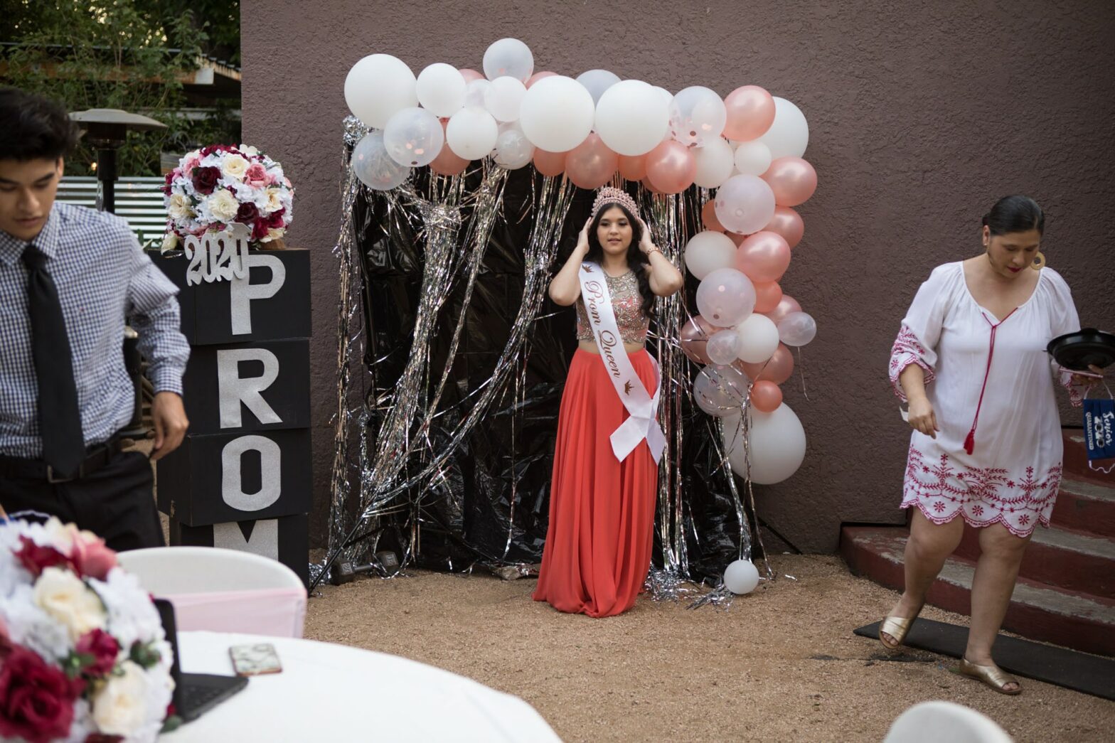 All dressed up, nowhere to go, prom in a backyard over zoom