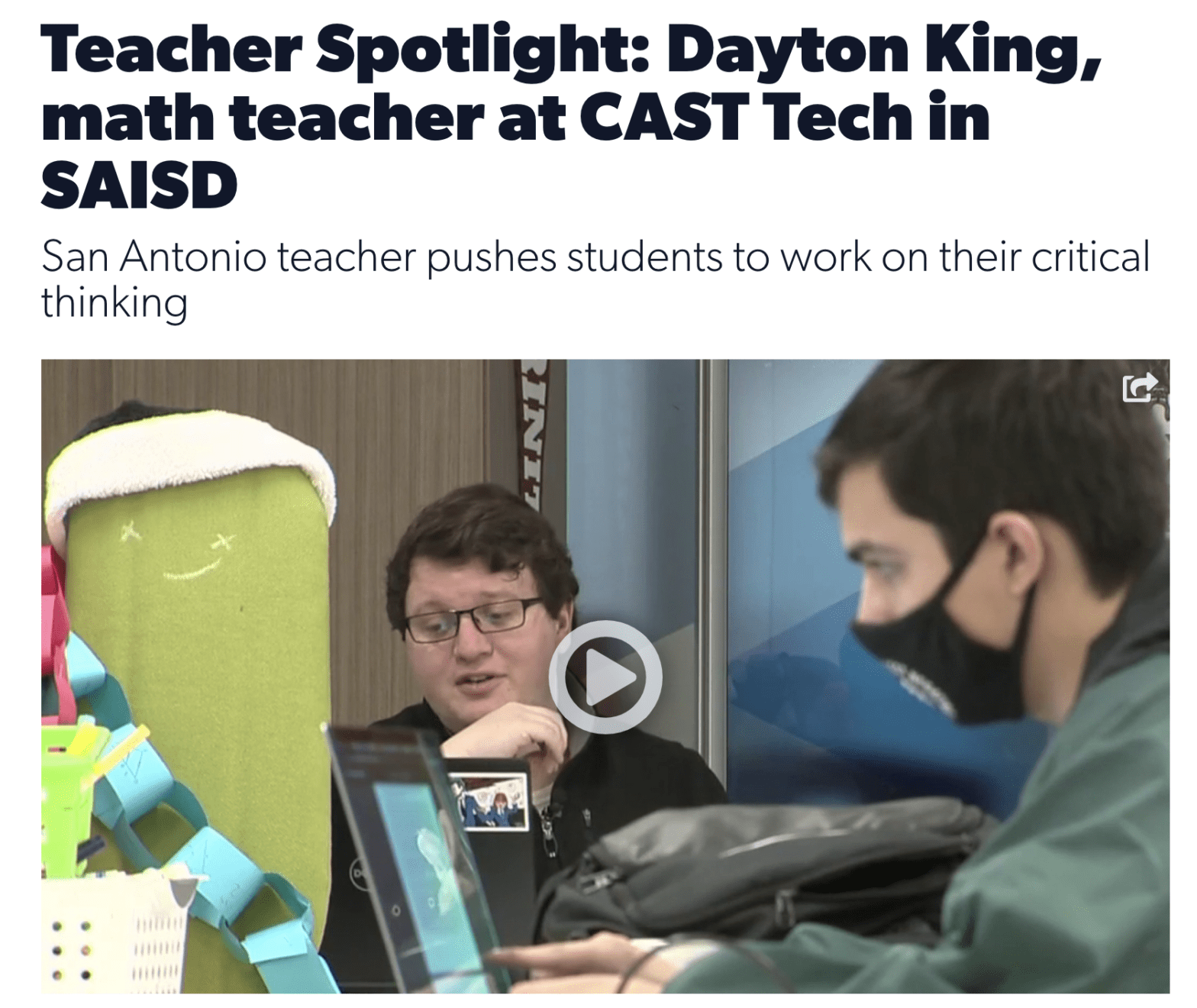 KSAT teacher spotlight Dayton Ling math teacher at CAST Tech in SAISD