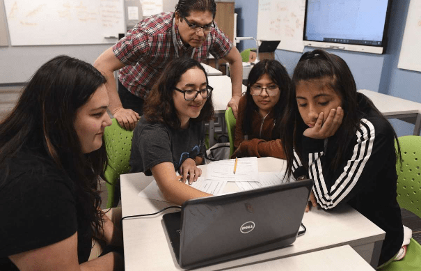 CAST Students around Computer