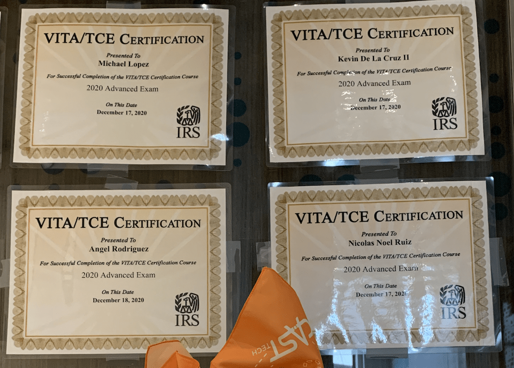 CAST Tech Students are VITA TCE Certified