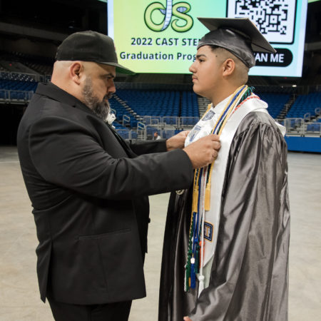 CAST STEM graduate, Joshua Bernal with father