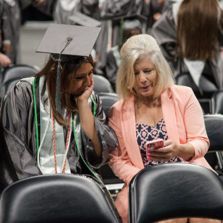 Julie Riedel, Texas A&M University San Antonio Faculty in Residence with graduate, Xitlali Hernandez