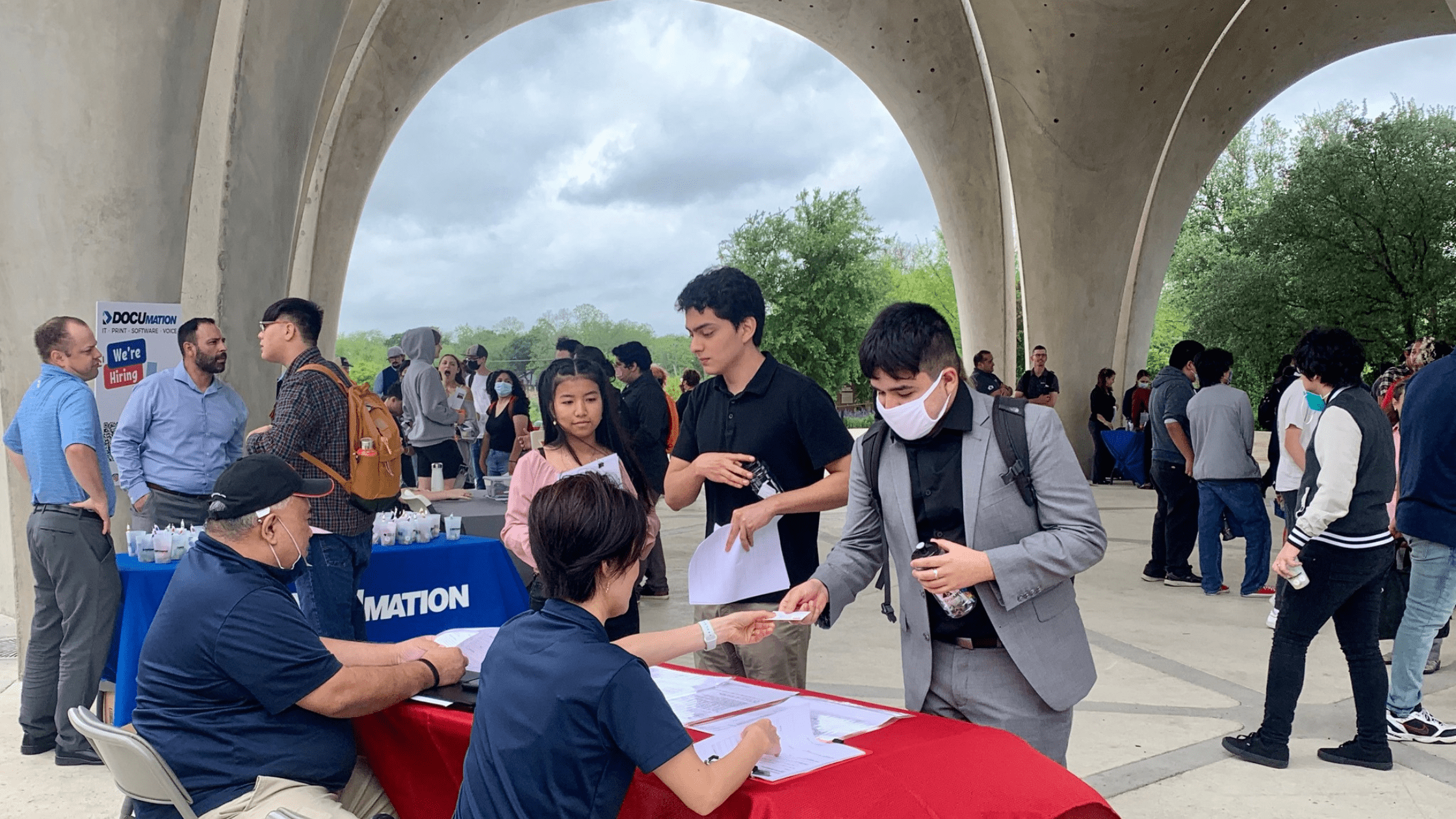 Seniors from CAST Schools Visit with Companies during a hiring fair